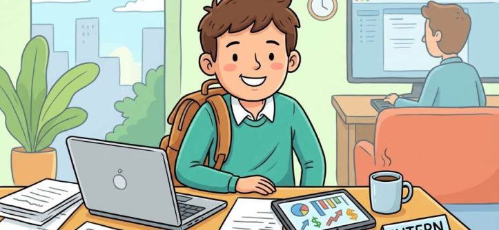 student reviewing financial data during accounting internship