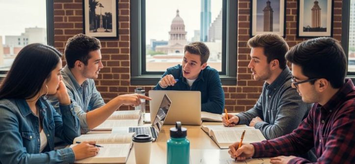 Student studying confidently in Austin after final exam results